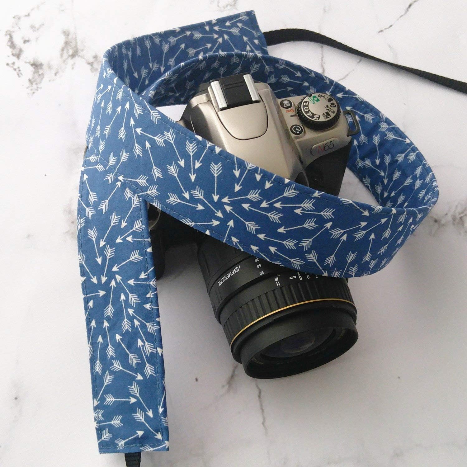 White Arrows on Blue - dSLR Camera Strap