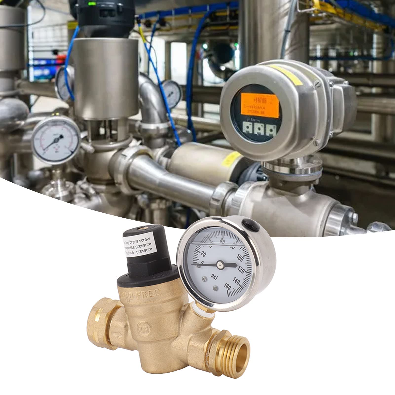 Réducteur De Pression Eau DN20 3/4" - Laiton - Réglable 0.05-0.8MPa - Max 1.6MPa