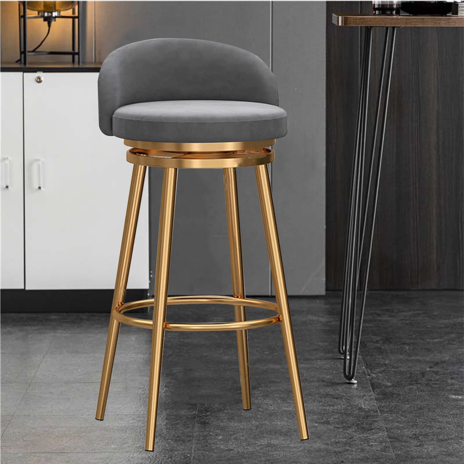 Chaise de comptoir en velours de qualité supérieure pour bar et salon