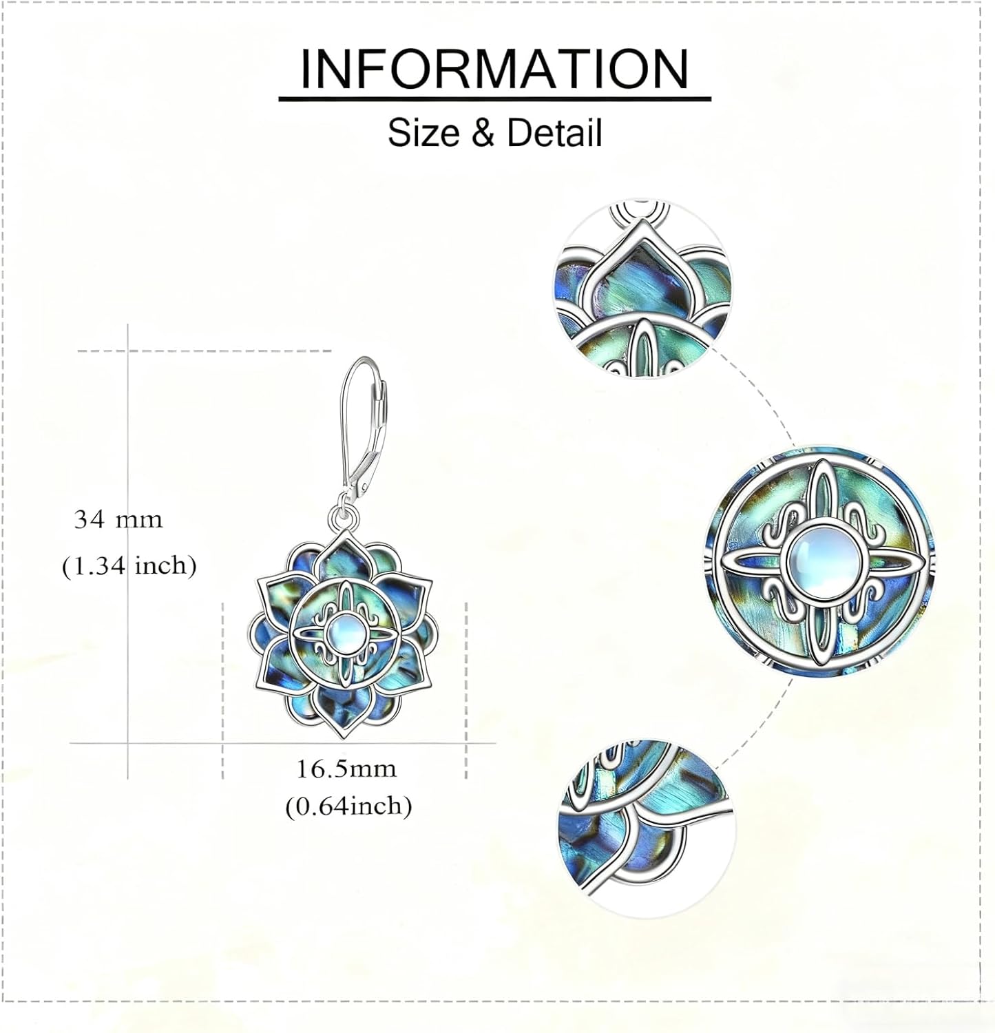 Lotus Earrings 925 Sterling Silver Witches Knot Dangle Earrings Nudo De Bruja Created Abalone Lotus Jewelry Gifts for Women - Image 3