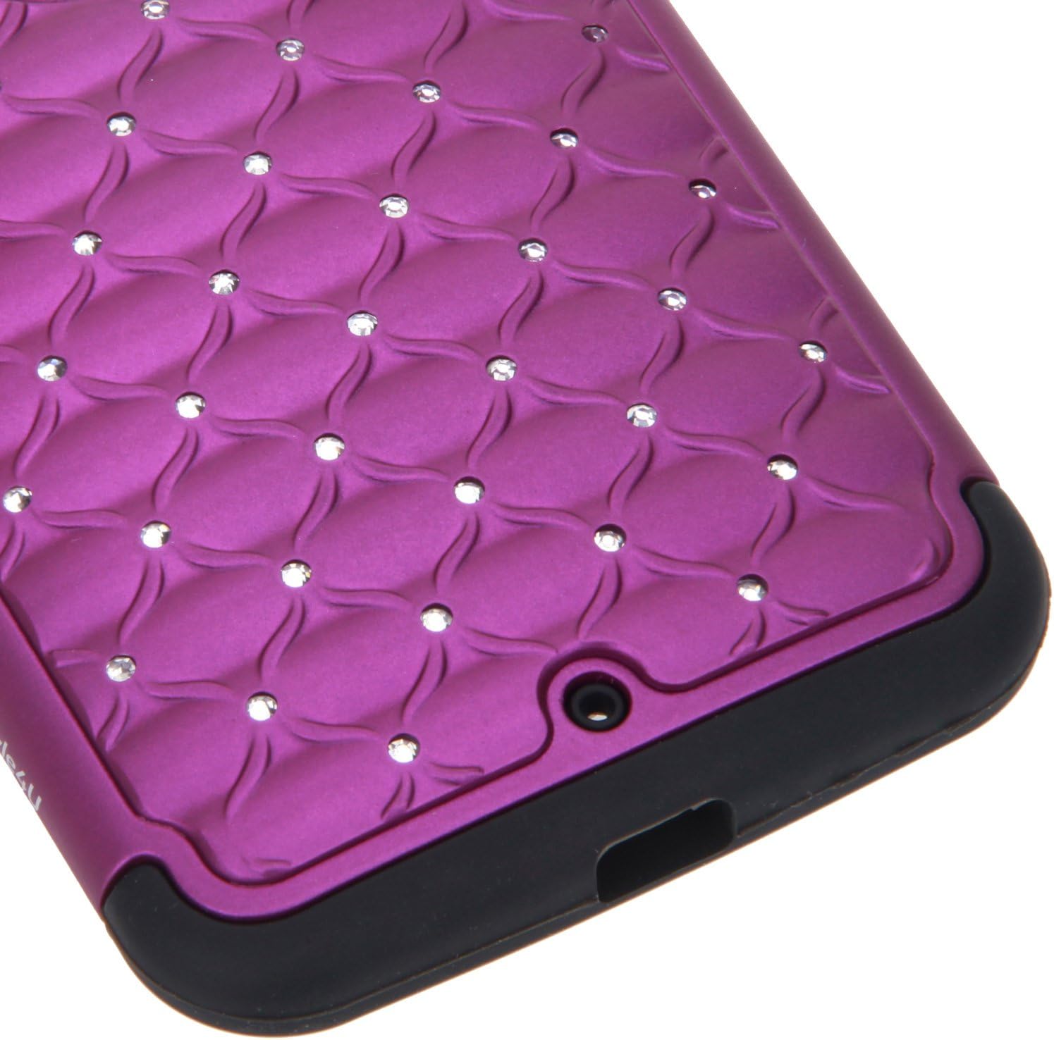 Moto X 2nd Gen Case, Moto X 2 Case, Style4U Motorola Moto X (2nd Generation) Studded Rhinestone Crystal Bling Hybrid Armor Case Cover for Motorola Moto X (2nd Gen, 2014 Release Only) with 1 HD Screen Protector and 1 Stylus [Purple / Black]