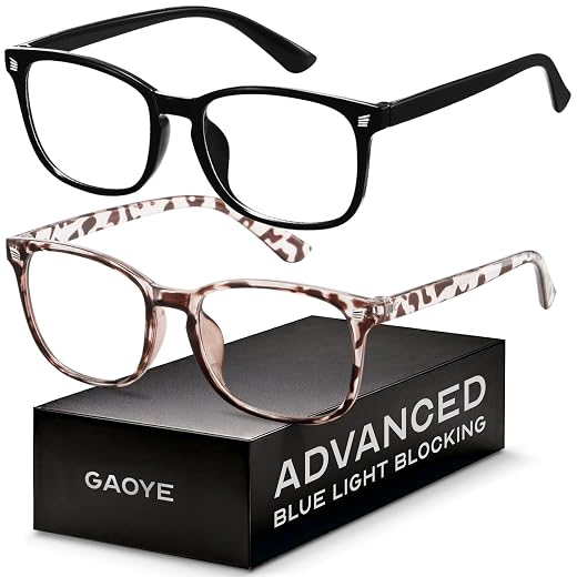 Gaoye Eyewear Frames for Men - Blue Light Blocking Square Glasses, Anti UV Ray Computer Gaming, Blue Blockers for Women