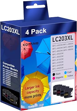 LC203XL LC201 Ink Cartridges Compatible for Brother LC203 LC201 High Yield Work with Brother MFC-J480DW MFC-J880DW MFC-J4420DW MFC-J680DW Printer BK/CMY, 4 Pack