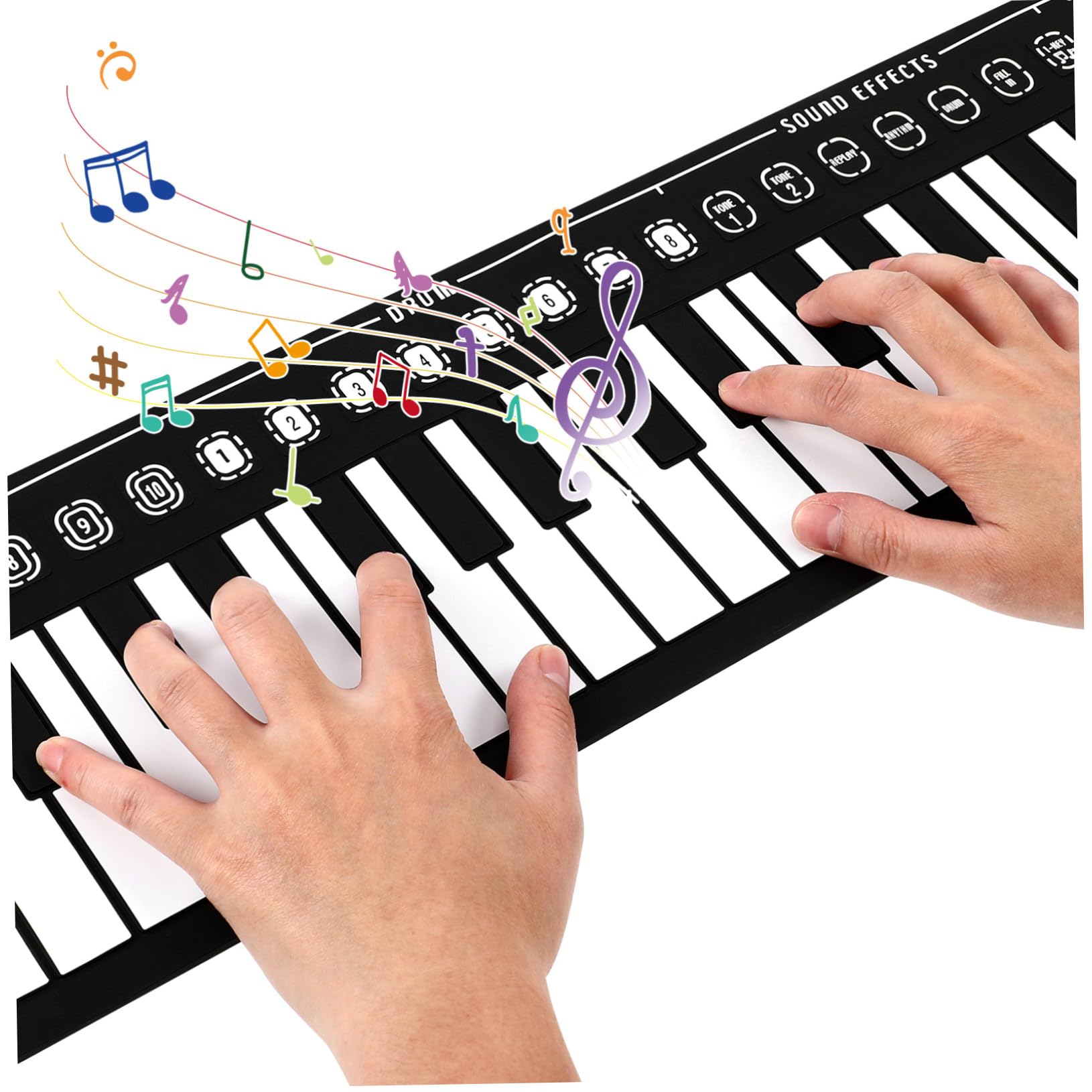 Pianoforte Digitale Portatile Pieghevole 49 Tasti Nero | Tastiera in Silicone Arrotolabile, Altoparlante Integrato, Cavo USB Dc 6v e Alimentazione 3 Pile Aa