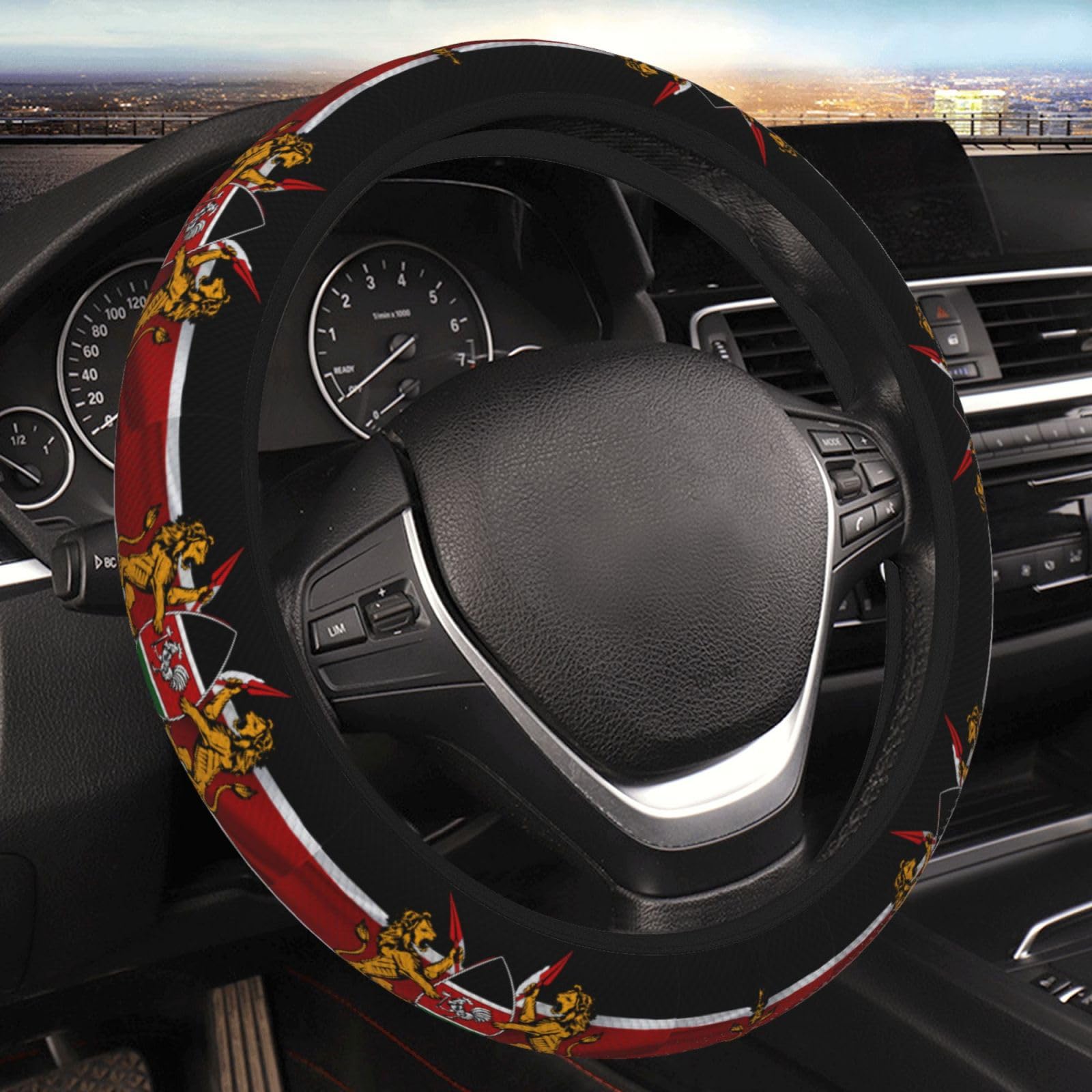 Coat of Arms of Kenya Thickened Steering Wheel Cover Cover Comfortable Anti-Slip Car Accessory6