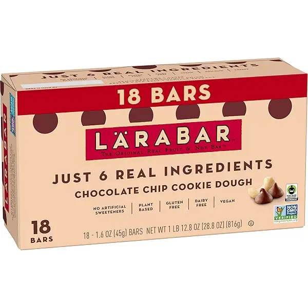 Larabar Chocolate Chip Cookie Dough Fruit and Nut Bars, Gluten Free and Vegan, 18 Ct, 28.8 oz 1