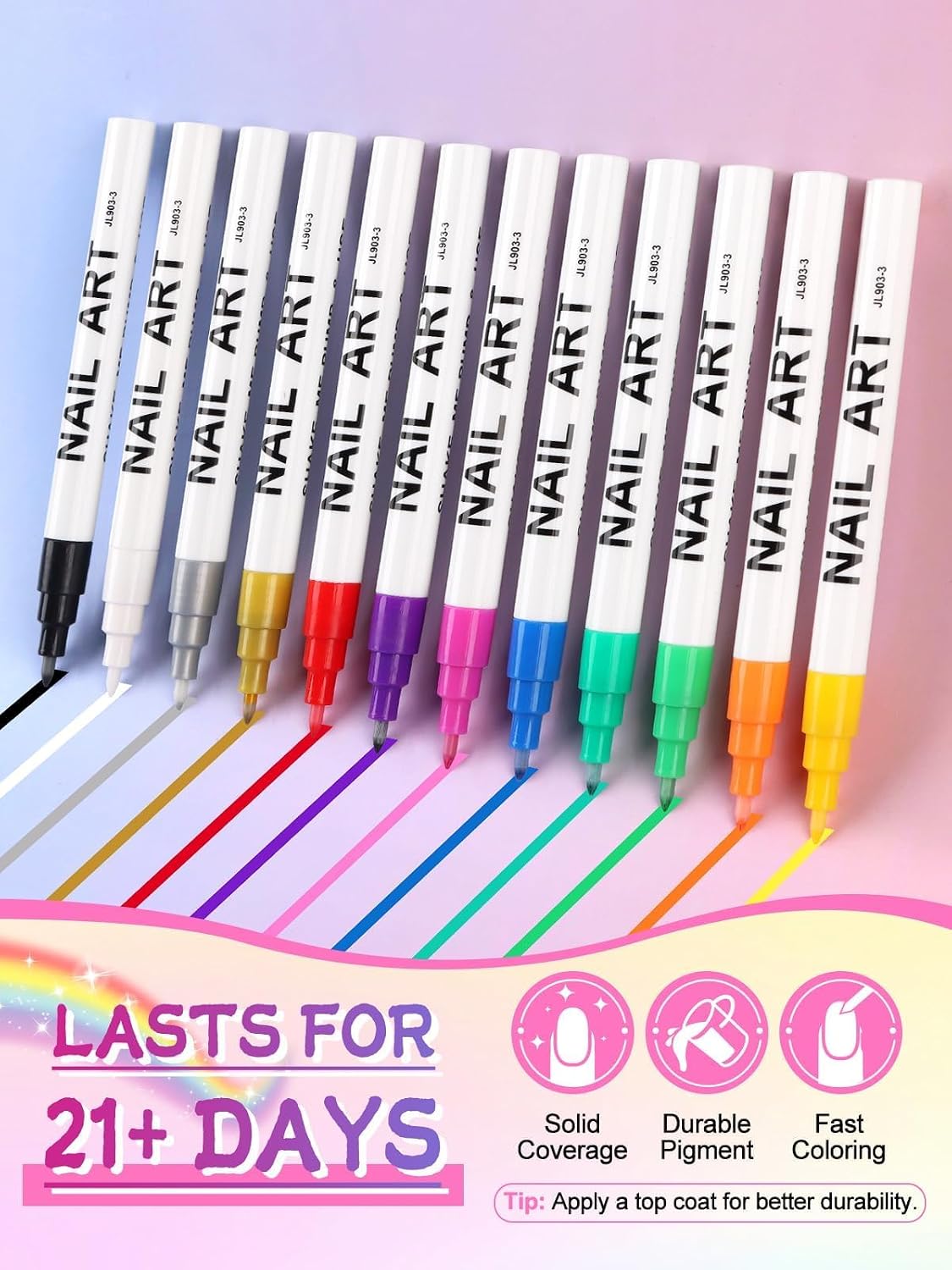 EBANKU 12 Colors Nail Art Pens Set 3D Nail Polish Pens Acrylic Paint Pens image 3