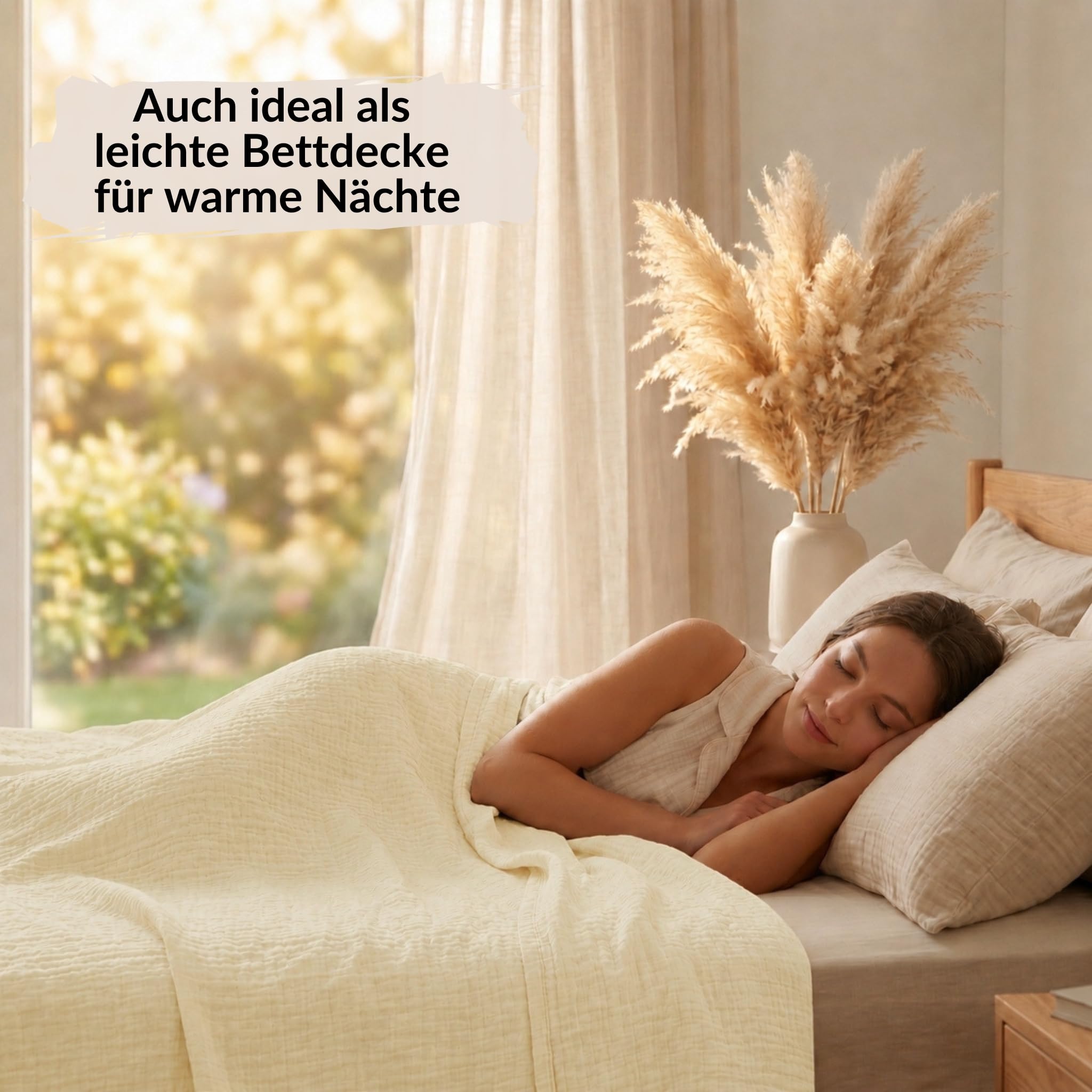 Carpe Sonno Musselin Decke 150 x 200 [100% Baumwolle] Leichte Musselindecke Sommer | Oeko-TEX Kuscheldecke flauschig | Tagesdecke Beige Sofadecke Sommerdecke Couchdecke | Sofa Decke Creme