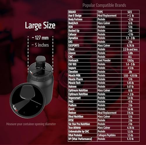 Miniatura 10 de MYLIDO Dispensador de proteínas, embudo de suplemento dispensador de polvo, tamaño universal, se adapta a todas las marcas, antes y después del