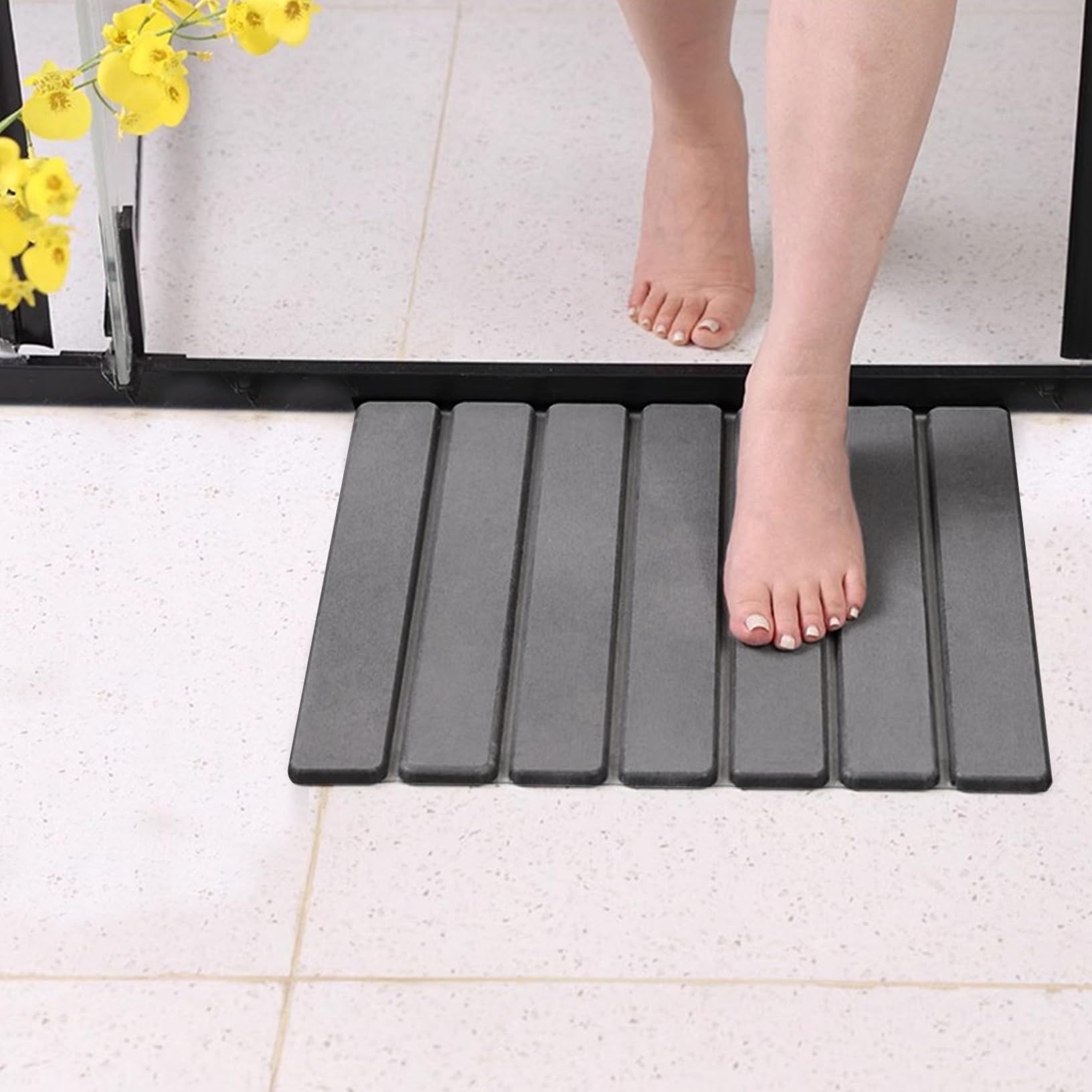 Estera de baño de Piedra de diatomita, Alfombra de Ducha de Piedra de Secado rápido de 16x12 Pulgadas, Alfombra de baño Plegable no Deslizante para el Piso de Ducha de bahtroom de Cocina.