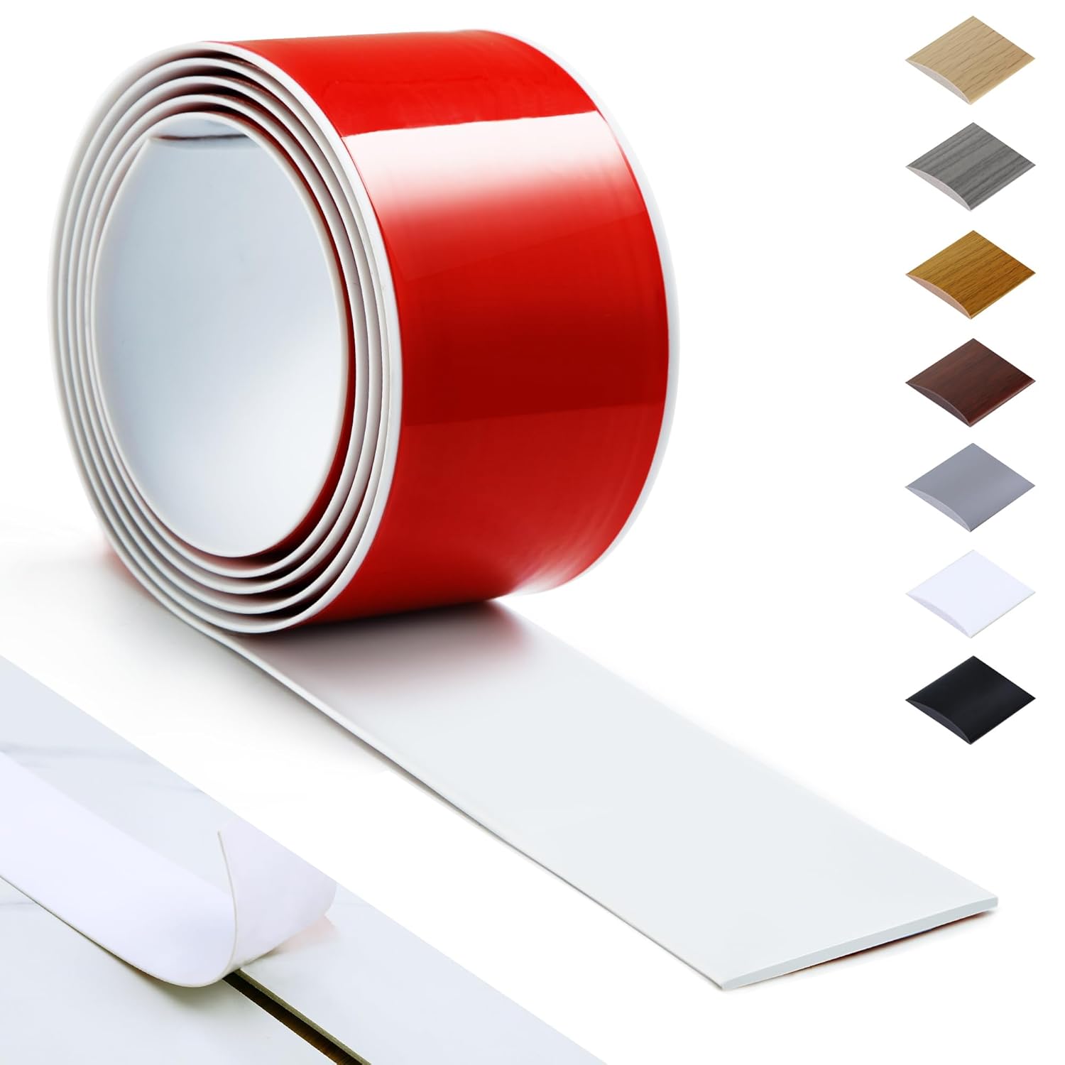 Bnell Floor Transition Strip Self Adhesive Vinyl Laminate Floor Cover Strip 3″ Floor Flat Divider Strip for Joining Floor Gaps and Doorway Transitions (3.3Ft, White)