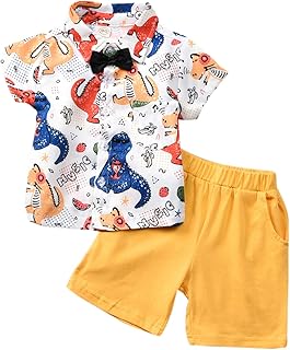 N /A Baby,Clothing,Baby Boys 0-24m,Outfits & Clothing Sets Toddler Baby Boys Shorts Set,Summer Gentleman Fashion Print Short Sleeve Button Shirt+Woven Shorts Set 2 Piece Outfits
