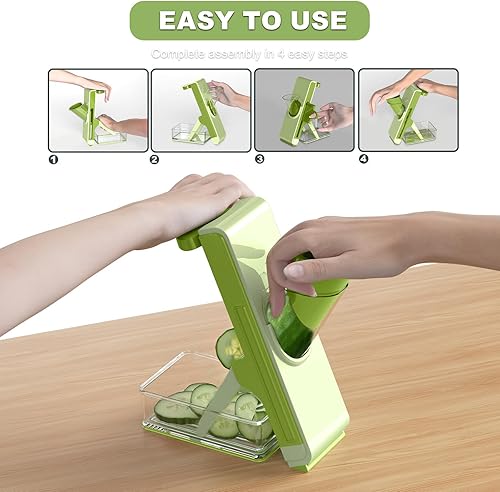 Miniatura 4 de Eletronova Cortadora de mandolina segura para cocina, cortador de verduras para cocina