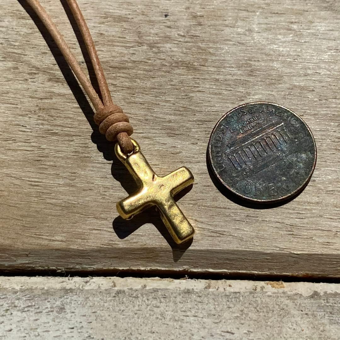 Small Hammered Cross Necklace - Religious Jewelry, Mens Faith, Catholic Women, Men Gifts, Protect Us, Father Christmas Gift, Best Friend - Image 5