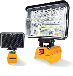 Cordless LED Work Light for DeWALT 20V Battery, TEETOK 60W 4500 Lumens LED Flood Light with 2 USB Charging Port, Battery Light for Outdoor, Camping, Car Repairing, Emergency and Job Site Lighting