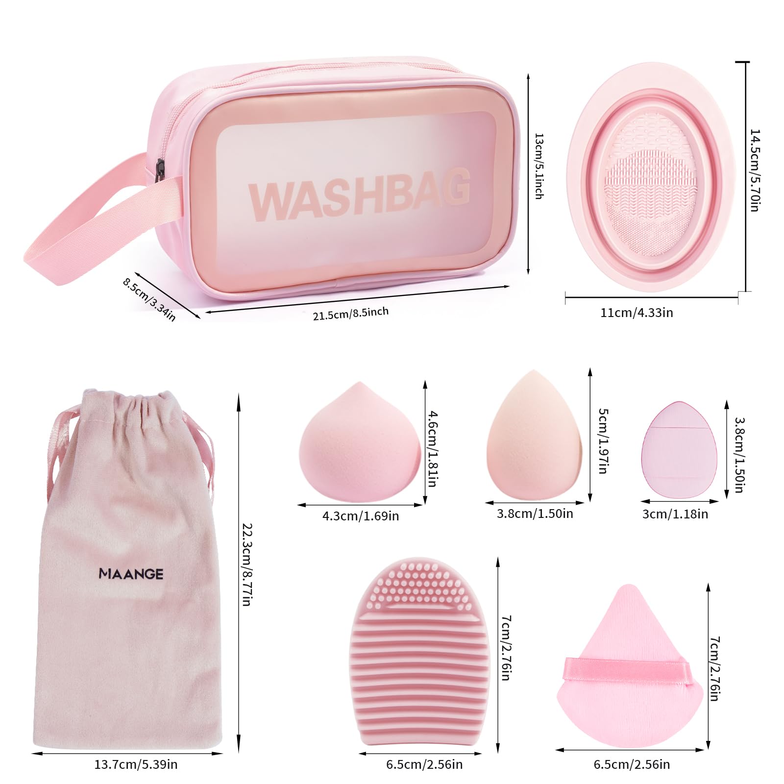 MAANGE Makeup Brush Set 49 Pcs Makeup Tool Set Premium Synthetic Foundation Powder Concealers Eye shadows Blush Makeup Brushes (Pink, 49 Piece Set)