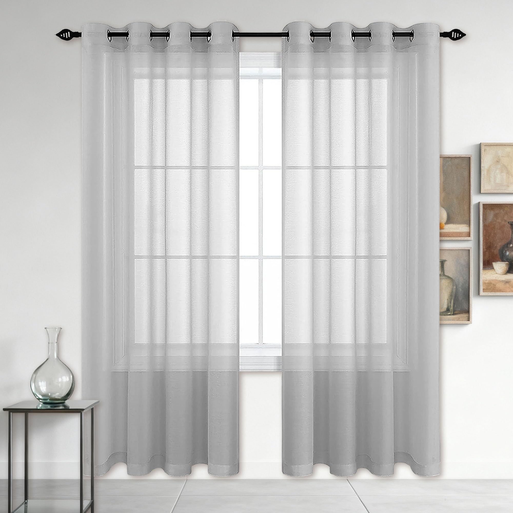Rideau voilage gris clair 340x250 pour illuminer le salon et la chambre d'enfant