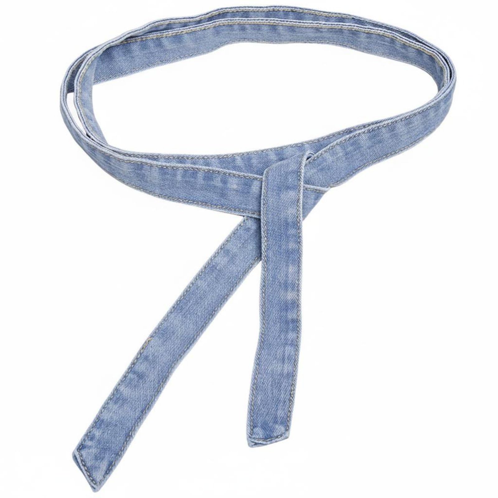 Versatile Long Denim Wrap Belt Retro Design Denim Tie-Up Belt For Women, Casual Wear, Light Blue|Belts-image-23