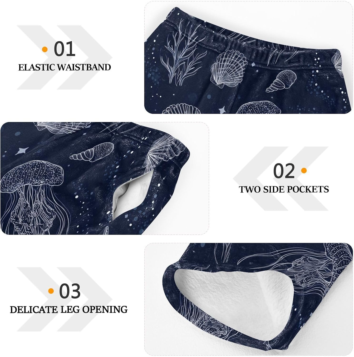 visesunny Jellyfish Starfish Shell Boys Pants for Kids Fleece Bottoms Long Jogger Pants Trousers with Pockets Size 6-14Y