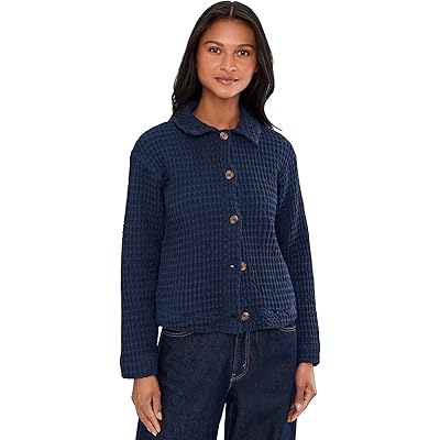 Mod-o-doc Long Sleeve Waffle Swing Jacket vibrant navy