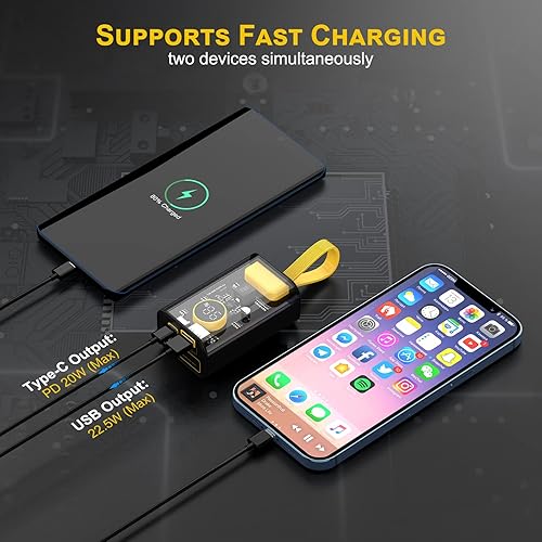 Miniatura 3 de Cargador portátil de 10000 mAh, batería externa transparente de carga rápida de 22.5 W, cargador de teléfono portátil USB C externo de entrada y