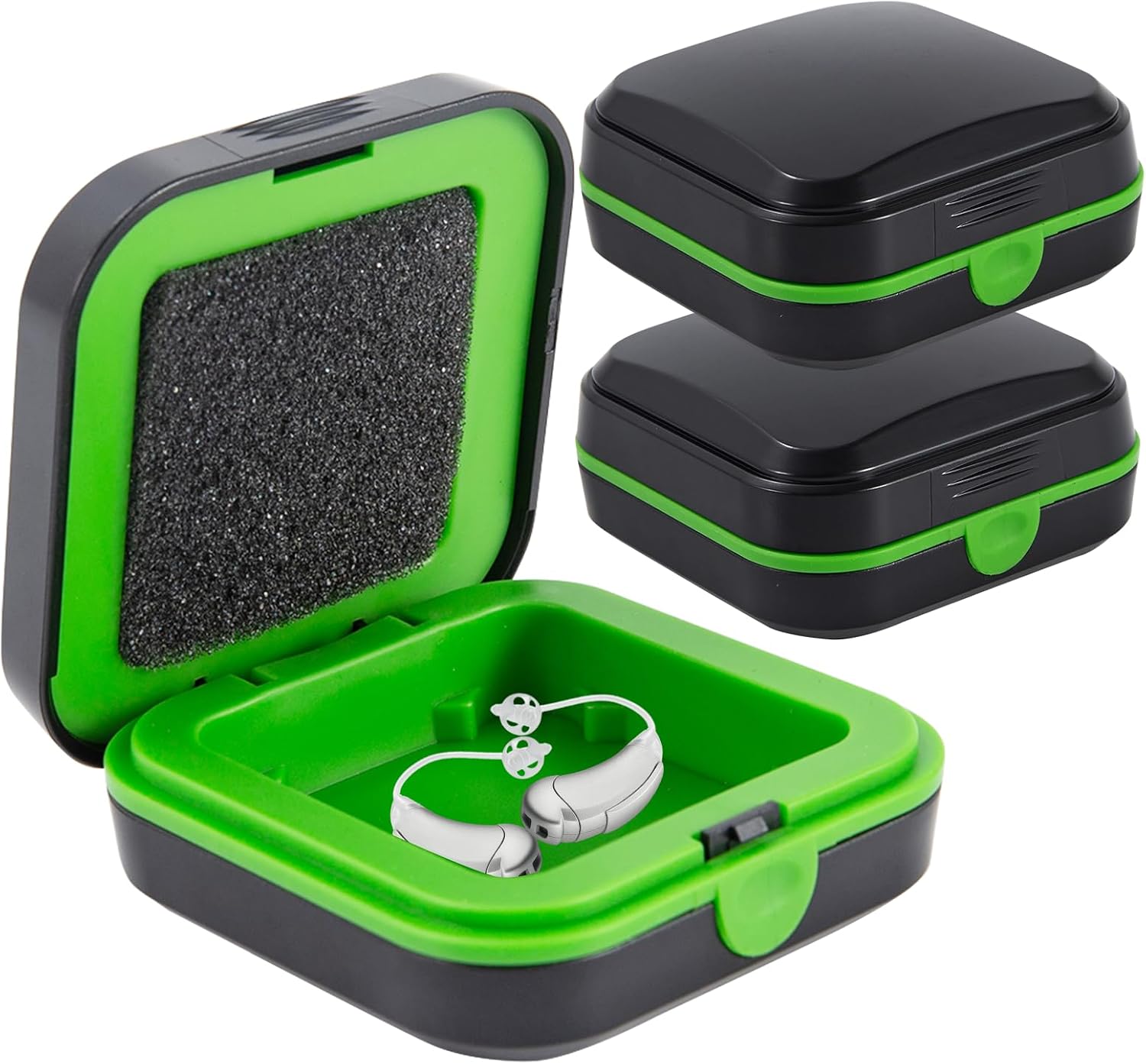 Hearing Aid Case Hard, Hearing aid Travel case, Hearing Aid Accessories with Cushioned Interior for 2 Hearing Aids, Waterproof Drop Resistance Storage Box(2.75 x 2 .75x 1.18in)