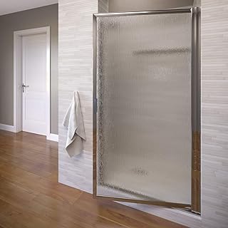 Basco Deluxe 22.75- 24.5 in. Width, Glass Shower Door, Rain Glass, Silve...