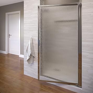 Basco Deluxe 22.75- 24.5 in. Width, Glass Shower Door, Rain Glass, Silver Finish