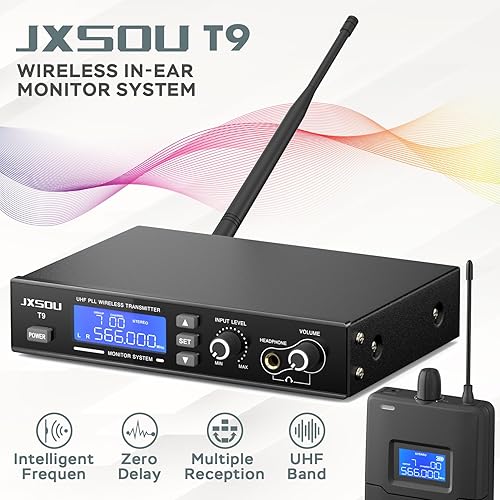 Miniatura 2 de Sistema de monitor inalámbrico intrauditivo, sistema inalámbrico IEM, frecuencia seleccionable de banda UHF PLL 550-580MHZ, sistema de monitor