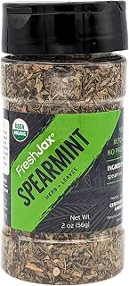 FreshJax Organic Spearmint Leaf (2.0 oz Large BPA-Free Bottle) Non GMO, Gluten Free, Keto, Paleo, No Preservatives Dried Mint for Cooking | Spearmint Tea Loose Leaf | Handcrafted in Jacksonville