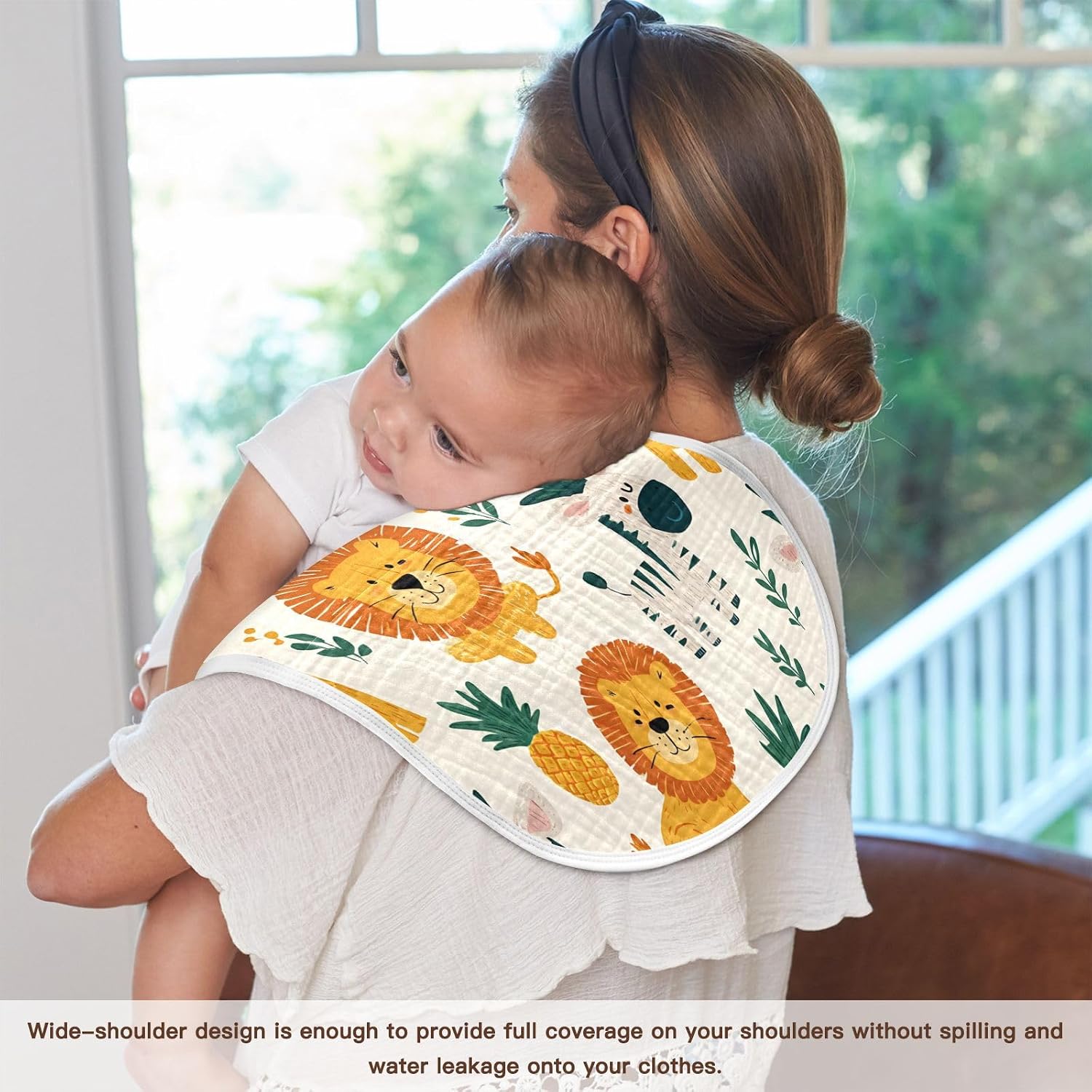 Cute Animals Lions Giraffes Zebras Baby Burp Cloths -4Pcs Soft Absorbent Muslin Washcloths Bibs Face Towel for Newborn Boys Girls 22 x 11 Inch