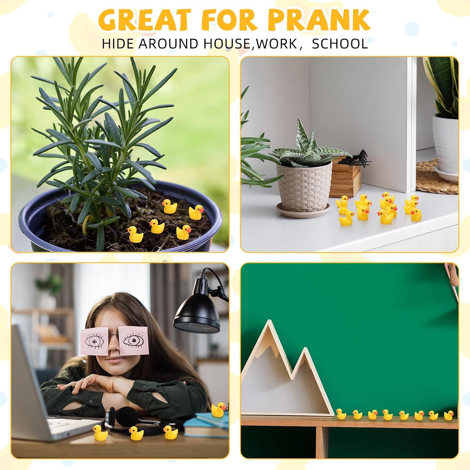 Barydat 1500 Pcs Mini Resin Ducks Yellow Bulk Tiny Duck Decoration for Hide and Seek Prank Cruises Miniature Garden Accessory Figures for Dollhouse Landscape Aquarium Birthday Party Baby Shower Gift