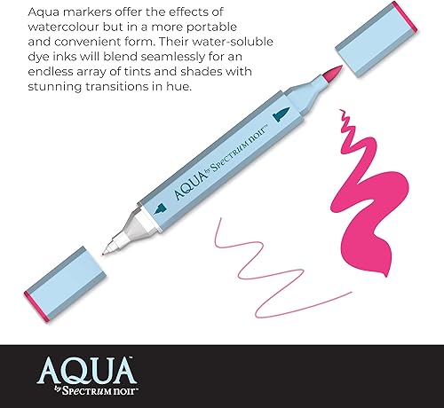 Miniatura 3 de Spectrum Noir Aqua Artist's - Bolígrafos para colorear con doble punta a base de agua, natural, paquete de 12, color azul