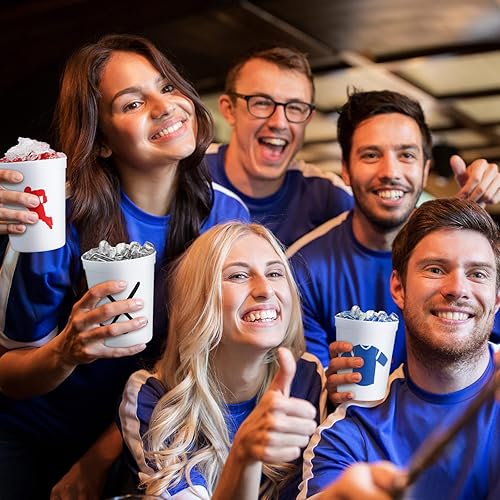 Miniatura 5 de Zhehao 30 vasos de plástico con pelota deportiva, vasos de plástico reutilizables a granel para bebidas de 16 onzas, vasos deportivos apilables para