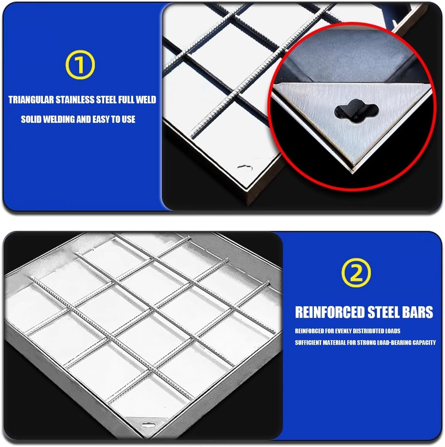 Heavy Duty Stainless Steel Manhole Covers & Frames - Invisible Design for Outdoor Garden Patio Garage & Highway - Durable Septic Tank Covers (8cm 40x40cm/15.7x15.7in)