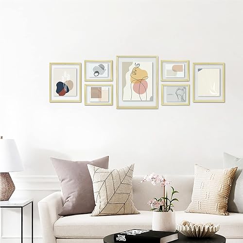 Miniatura 7 de Golden State Art, Marcos flotantes dorados para una foto de 11 x 14, dos de 8 x 10 y cuatro fotos de 5 x 7 pulgadas, cristal transparente que