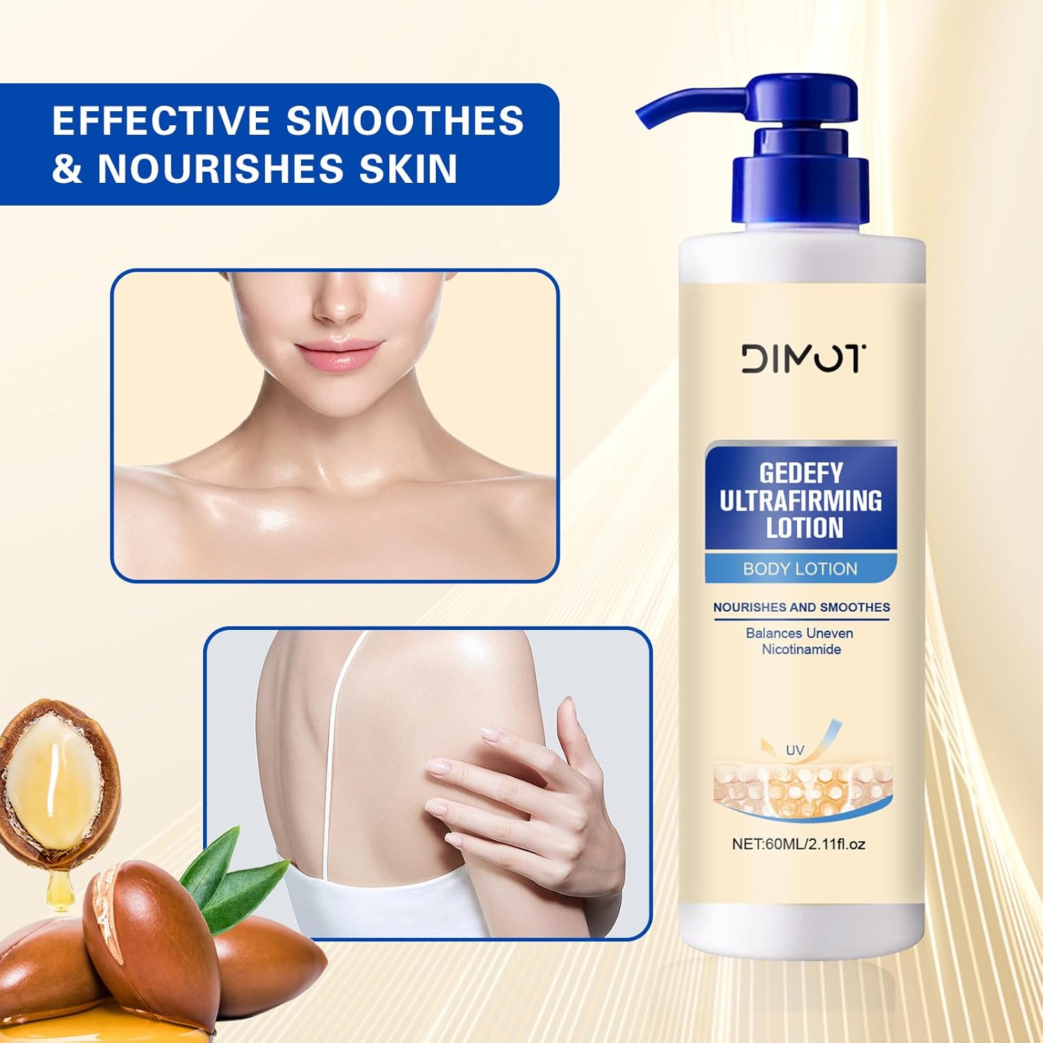 DIMOT Ultra Firming Body Lotion,Tighten Moisturising Skin Body Cream, Anti Aging Nourishes and Smoothes Lotion for All Type Skin Care, Even Tone, 2.11 fl oz (1) - Image 7
