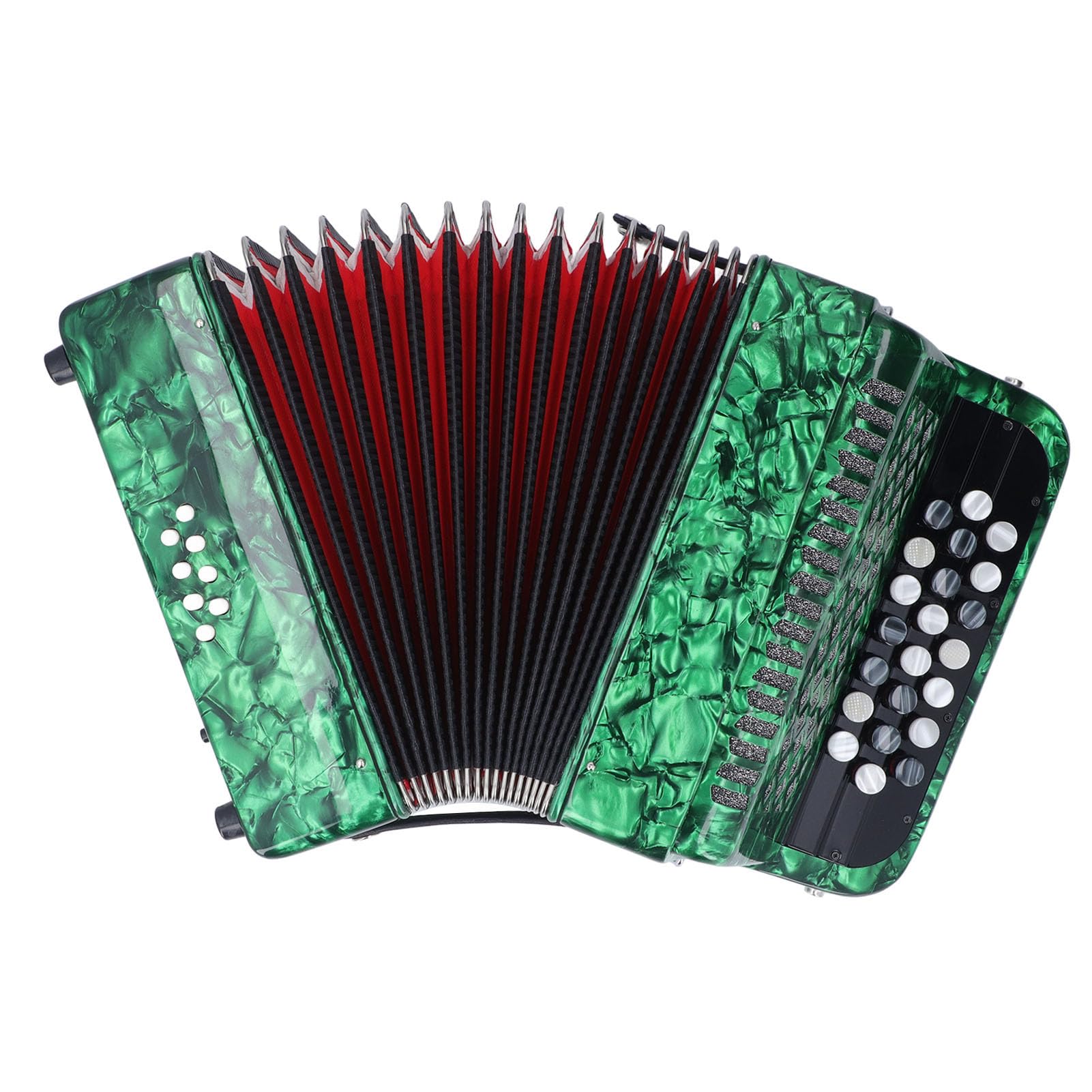 Sorandy Fisarmonica a 22 Tasti 8 Bassi, Strumento Musicale Professionale a Fisarmonica con Bottoni Sensibili Allo Scivolamento con Tracolla per Spettacoli Professionali Ed Esami (GREEN)