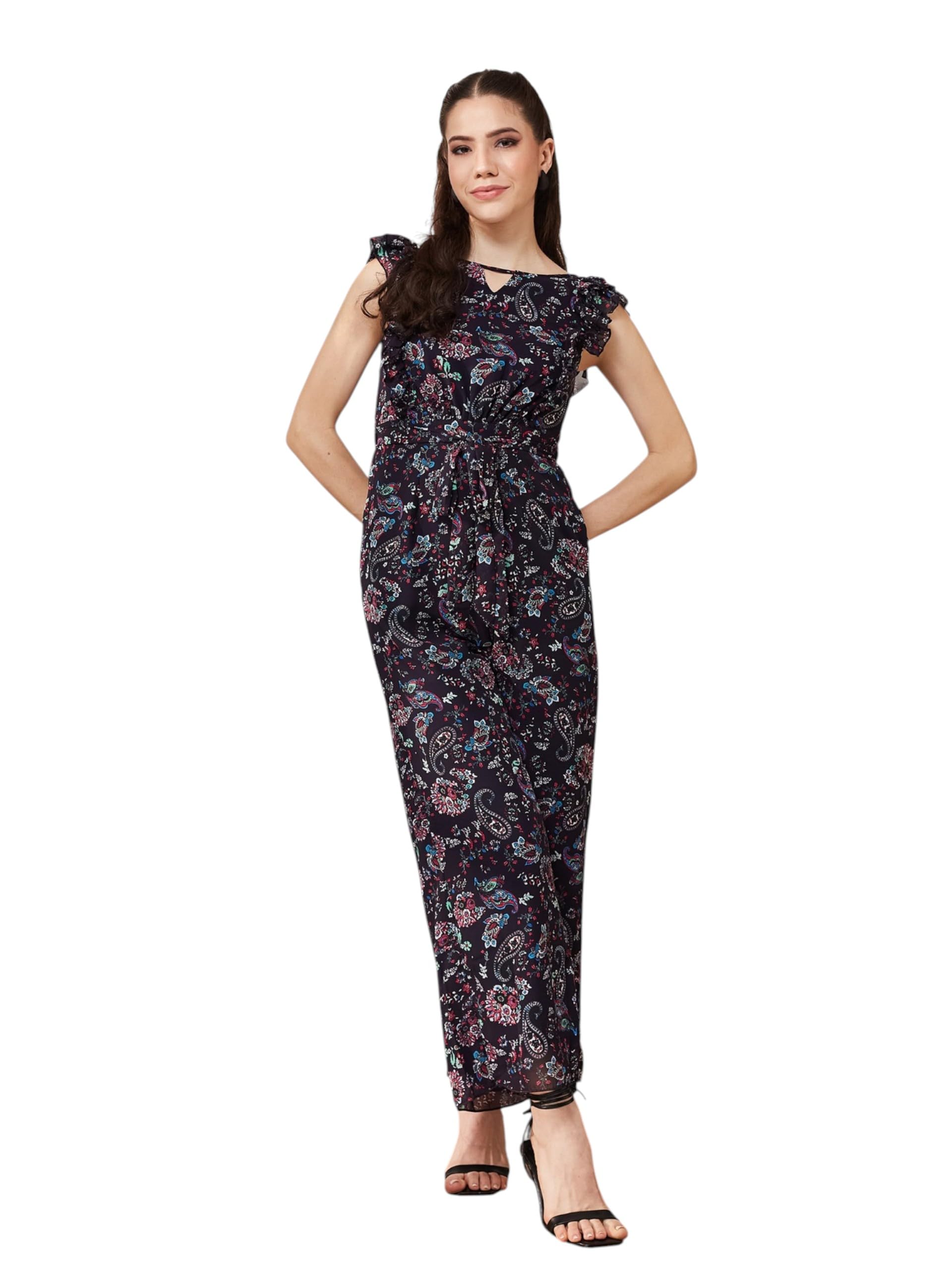 miss chase Women's Round Neck Sleeveless Floral Wide Leg Regular Jumpsuit-picture-11