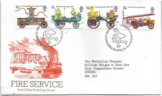 1974 Rare Great Britain / U K / England Fire Service 4v Stamps FDC + Brochure # 1115