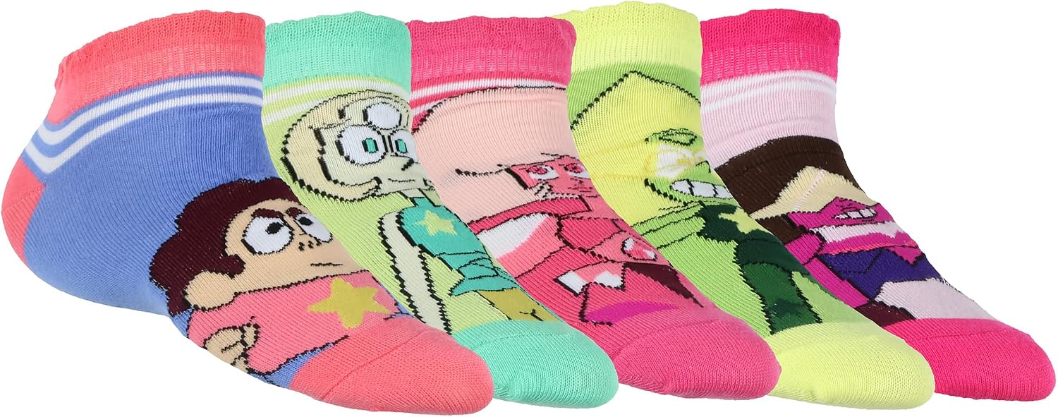 Bioworld Steven Universe Socks Women's 5 Pair Character Ankle Socks With Pleated Cuff Shoe Size 5-10