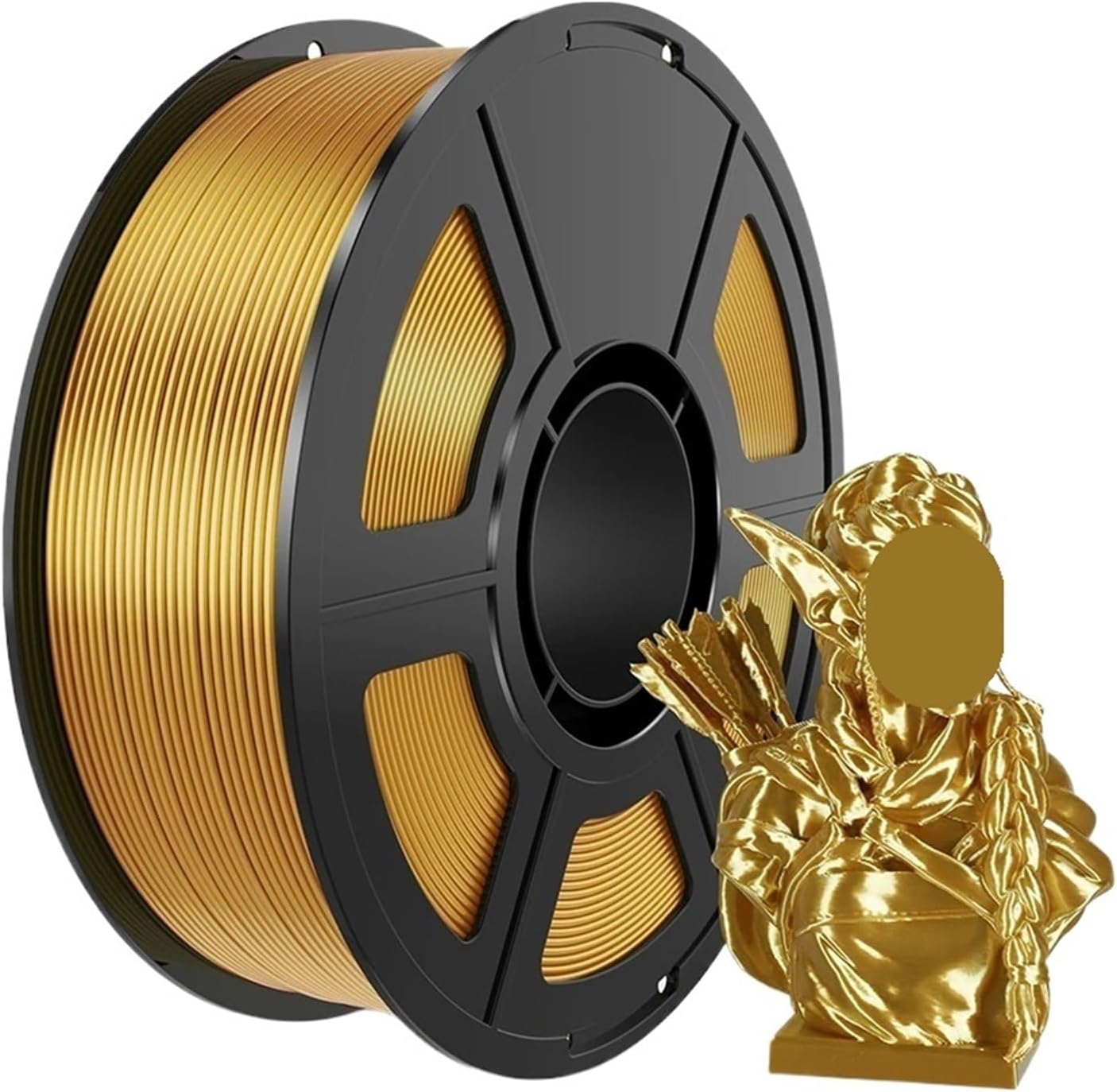 3D Printing Filament, 1KG Silk PLA 1.75mm, Dimensional Accuracy +/- 0.03mm, Fits for Most Printers and Pens(Gold)