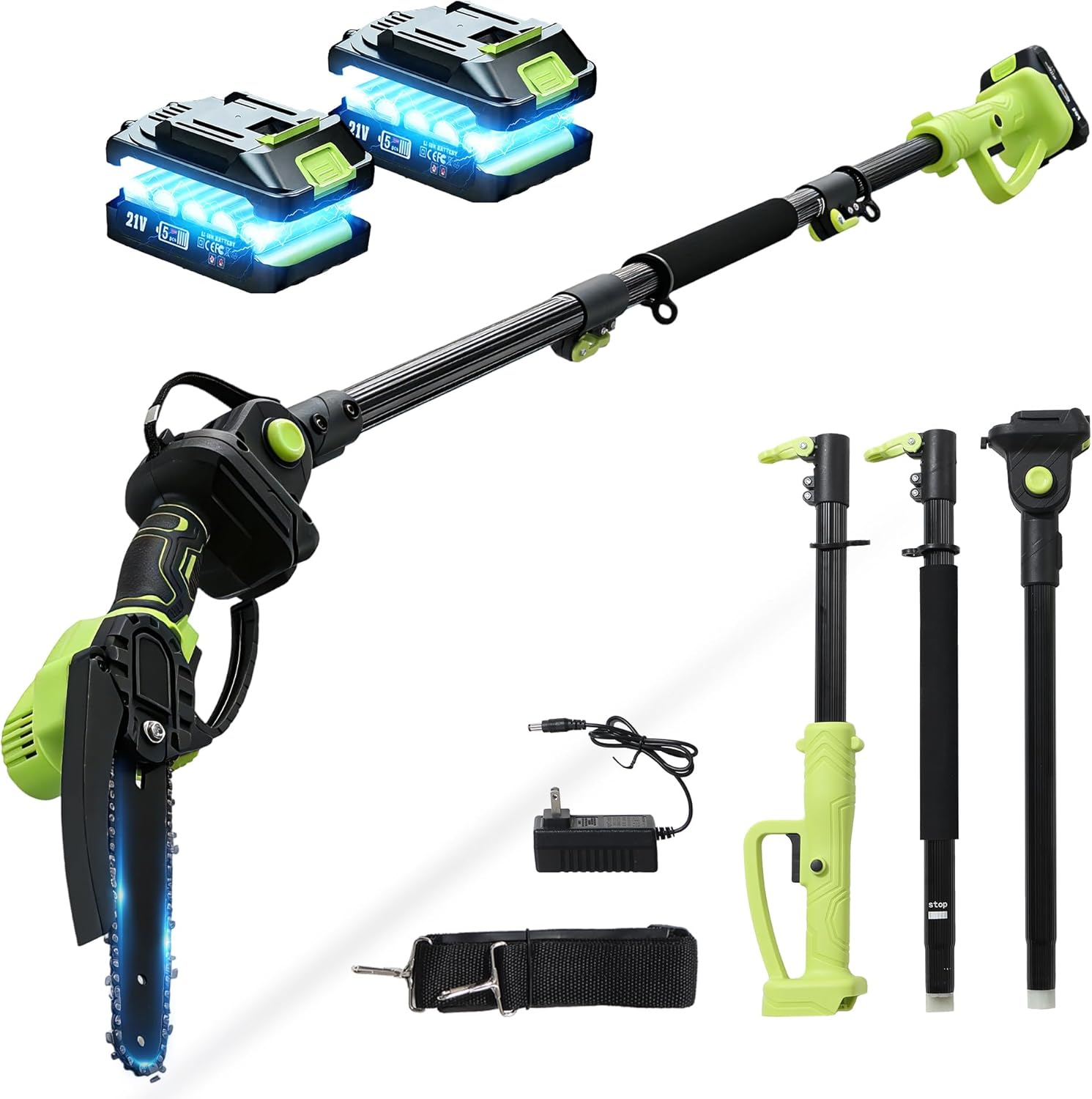 Electric Pole Saw for Tree Trimming,2-in-1 Pole Saw and Mini Chainsaw,8 Inch Battery Powered Brushless Chainsaw with Extension Pole,Lightweight Tree Trimmer for Branch Limb Cutting,Pruning,Yard Garden