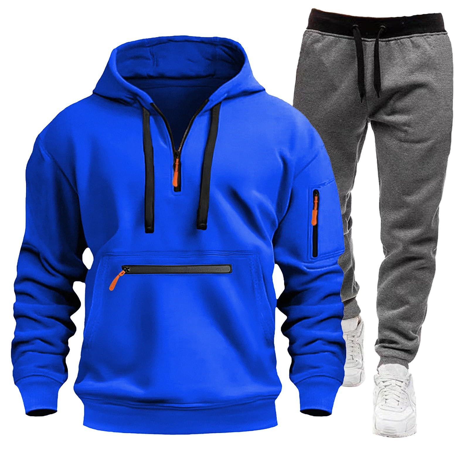 Tute da Ginnastica Uomo Maniche Lunghe Felpa con Cerniera e Jogging Pantaloni Sportiva Set Tuta Completa Tracksuit,Tuta Uomo In Pile,Regalo Natale Halloween Capodanno