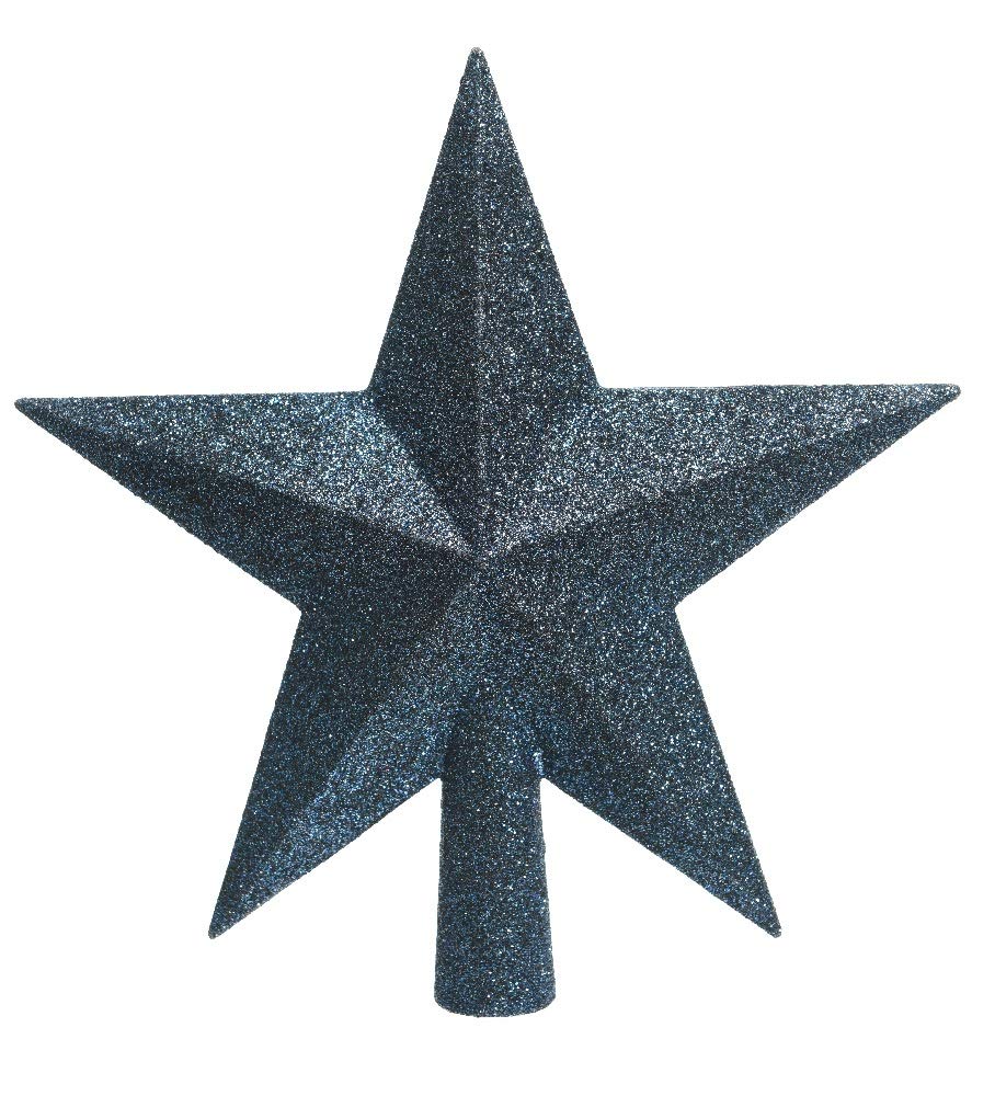 Shop4allsorts Blue Midnight Christmas Tree Star Topper Dark Navy Glitter Tree Decoration 19Cm