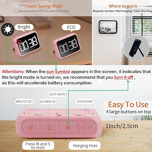 Miniatura 2 de Cronómetro digital con temporizador visual de gran pantalla para cocina, profesores, escuela, aula, cocina, cuenta regresiva de 99 minutos,