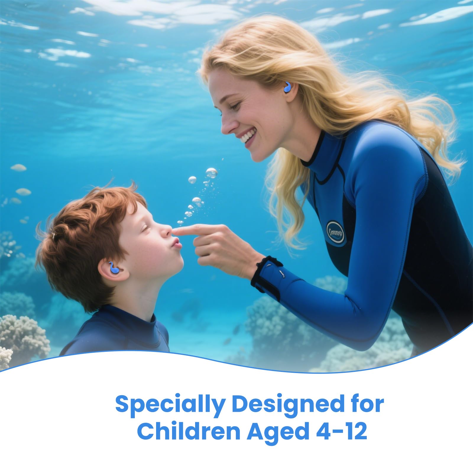 Tappi per le orecchie da nuoto per bambini (4-12 Anni), 4 Paia Tappi Orecchie Piscina in Silicone Riutilizzabili, per doccia, nuoto, surf, snorkeling e altri sport acquatici
