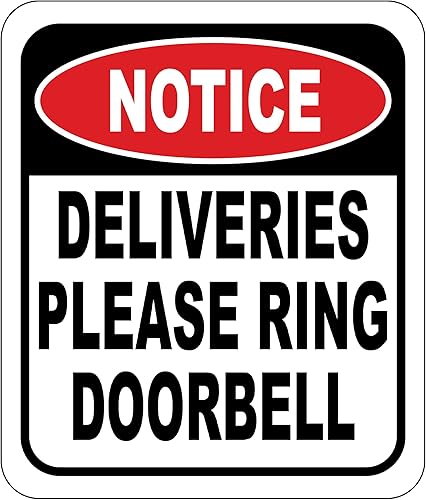 Aviso Entregas Please Ring Doorbell - Letrero compuesto de aluminio de 8.5 x 10 pulgadas, instrucciones de entrega para mis paquetes, compuesto de
