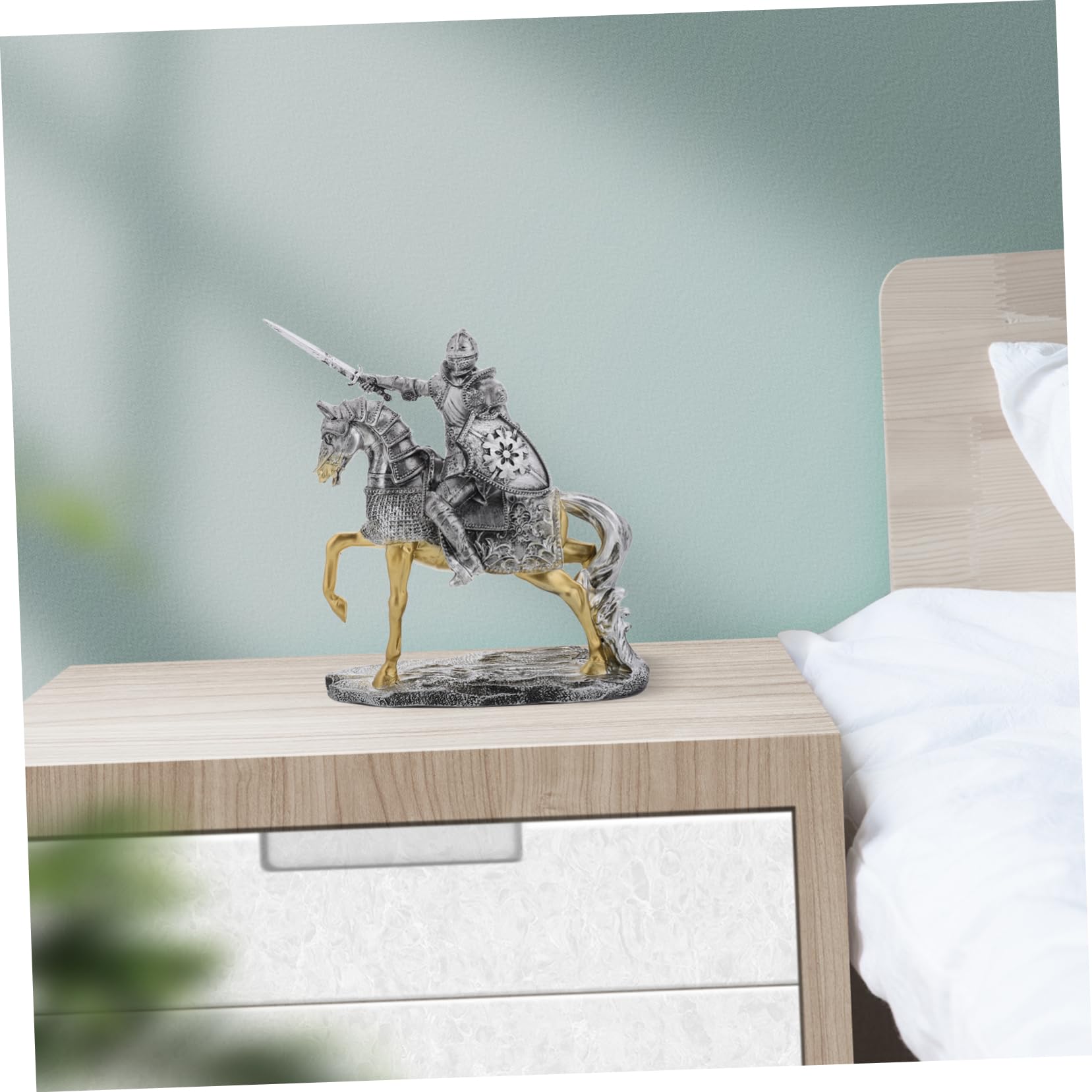 Vintage Wachsoldat Statue aus Kunstharz für Schreibtischdekoration | Silber, Feine Verarbeitung mit Detailreicher Ausführung, Vielseitig Platzierbar für Büro und Zuhause