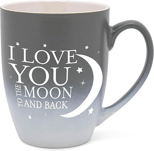 Miniatura 9 de Elanze Designs Love You Moon And Back - Taza de café de cerámica de cerámica de 12 onzas, color amarillo mate y blanco, dos tonos degradados